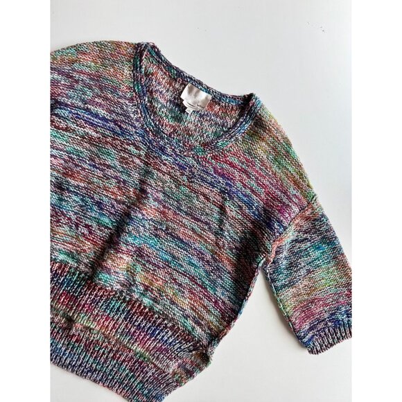 Aritzia WILFRED LE FOU Masako Rainbow Marled Wool Paper Knit Sweater, Size XS - Picture 6 of 14